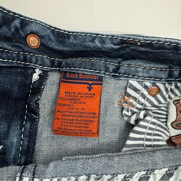 Rock Revival Eustis Capri  Embellished Jeans Thick Stitching 31W X 20.5L - Picture 6 of 16